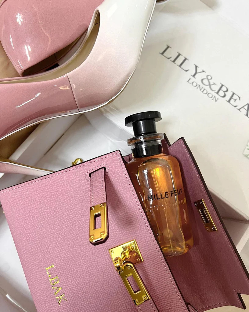 Lily & Bean Hettie Mini Bag - Blush Pink with Initials and Patterned S | Lily and Bean