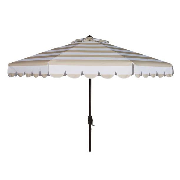Safavieh Maui 9' Market Crank Striped Tilt Patio Umbrella, Beige/White | Walmart (US)