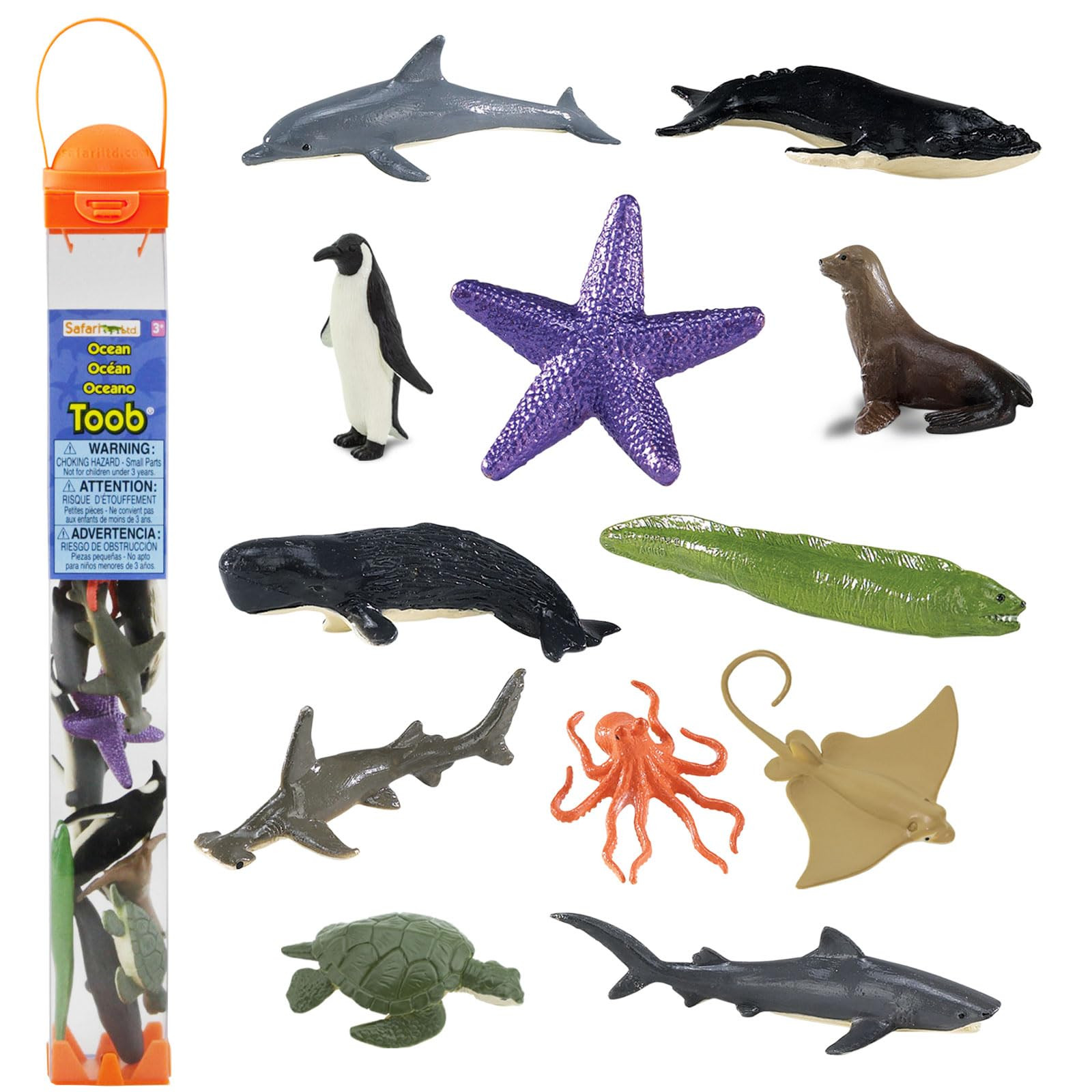 Safari Ltd. Ocean TOOB - 12 Mini Figurines: Sea Lion, Eagle Ray, Starfish, Turtle, Penguin, Octop... | Amazon (US)