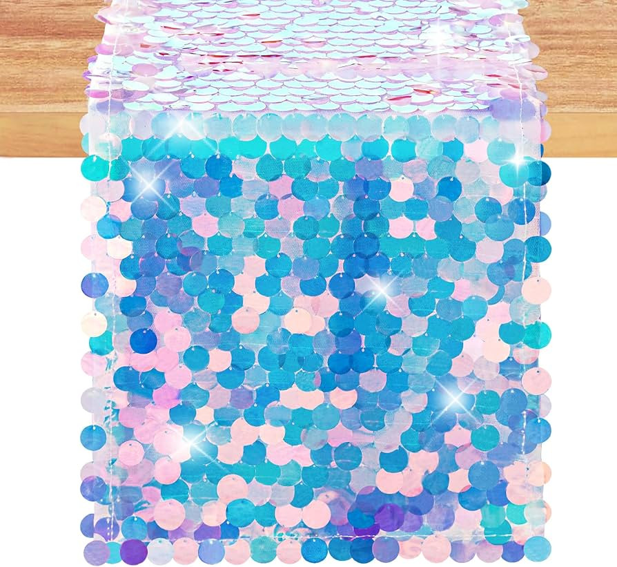 OQSC Mermaid Party Table Runners 1 Piece 12 x 84 Inches Mermaid Tail Colorful Sequin Table Runner... | Amazon (US)