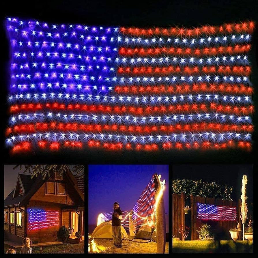 MZD8391 American Flag Lights 420 Super Bright LEDs, Waterproof LED US Flags Light for 4th of July... | Amazon (US)