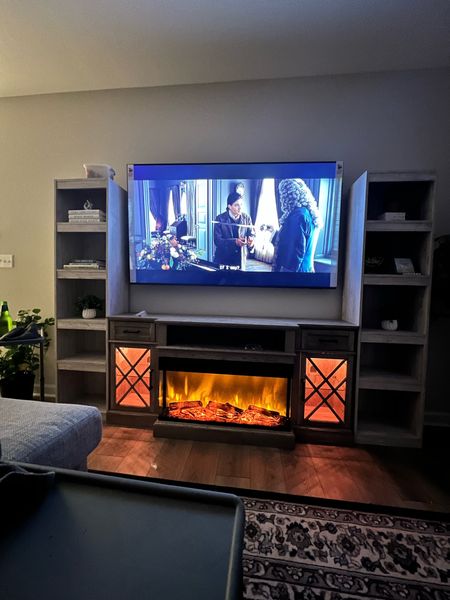 Tv console. Home refresh. Electric fireplace. Bookcases by TV. Living room decor. Living room inspiration. Amazon home  

#LTKstyletip #LTKfamily #LTKhome