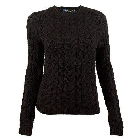 Women's Crew-Neck Cable-Knit Sweater PBlk Small | Walmart (US)