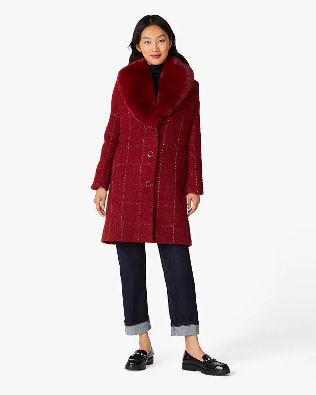 Lurex Plaid Wool Coat | Kate Spade Outlet