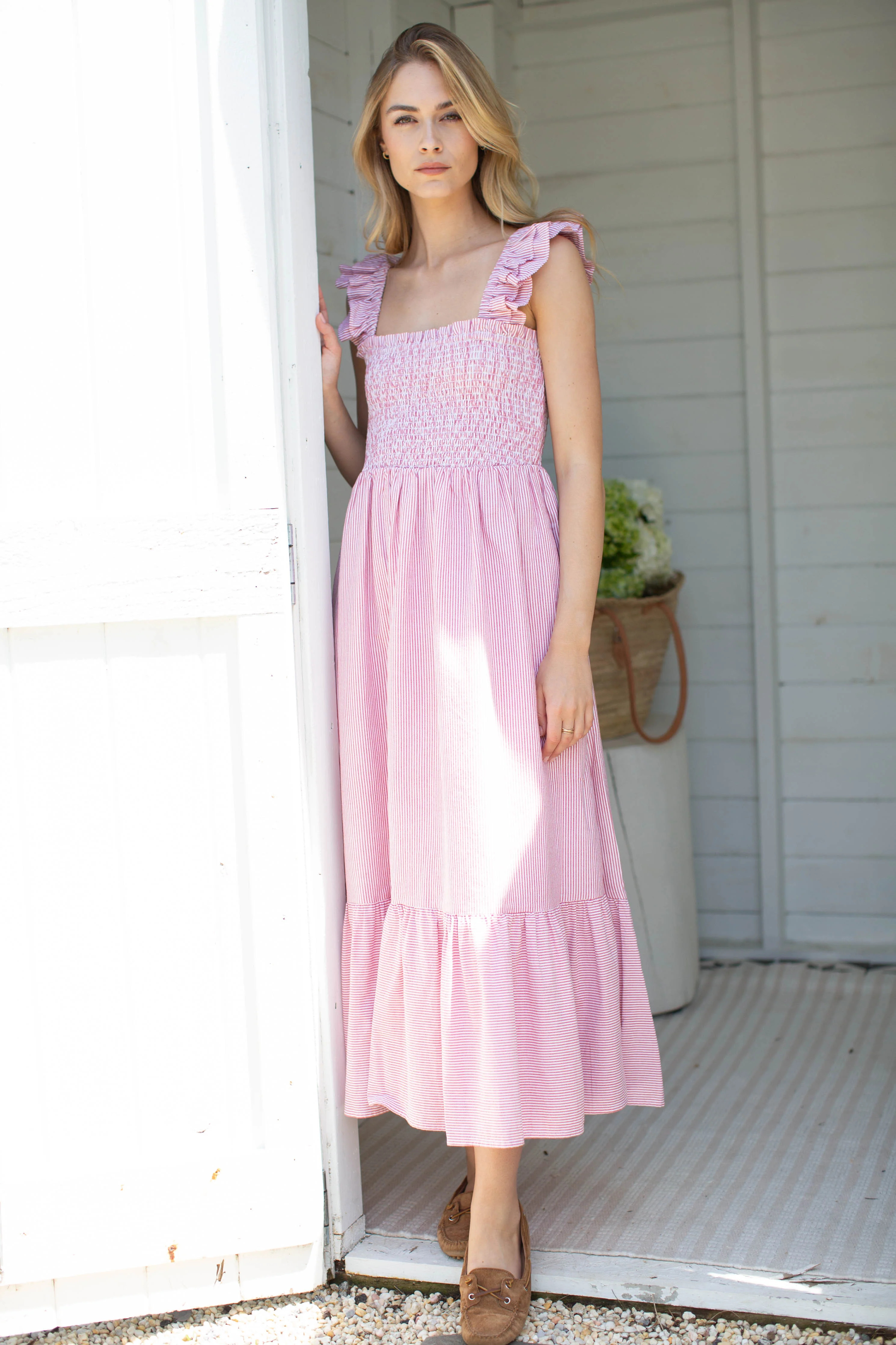 Sasco Dress - Red/White Stripe | Marea