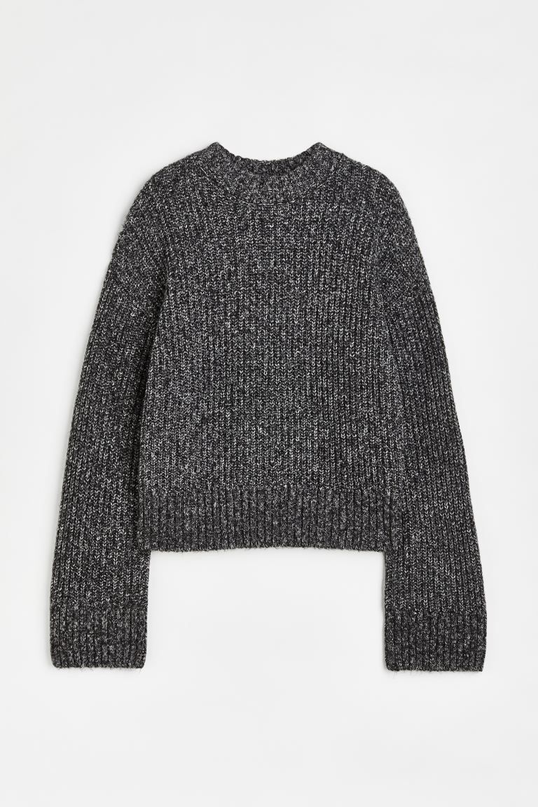 Oversized Rib-knit Sweater - Black melange - Ladies | H&M US | H&M (US + CA)