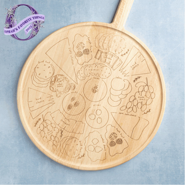 Meg Quinn Charcuterie Map Board | Round w/ Handle | 22" x 17" | Sophistiplate