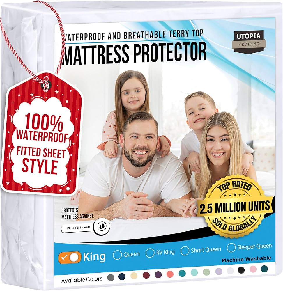 Utopia Bedding Waterproof Mattress Protector King Size, Premium 200 GSM Terry Mattress Cover, Sof... | Amazon (US)