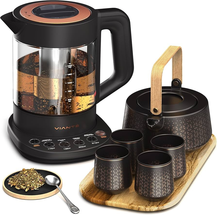 Viant\u00e9 Luxury Tea Set. Electric Kettle with Infuser for Loose Leaf And Ceramic Serving Set. ... | Amazon (US)