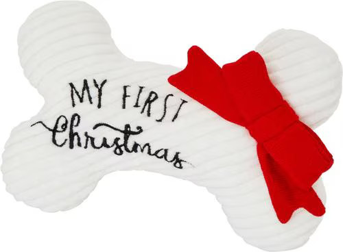 Frisco Holiday My First Christmas Bone Plush Squeaky Dog Toy, Medium | Chewy