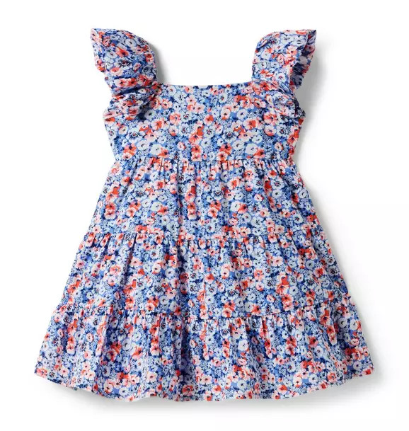 Floral Bubble Sleeve Tiered Dress | Janie and Jack