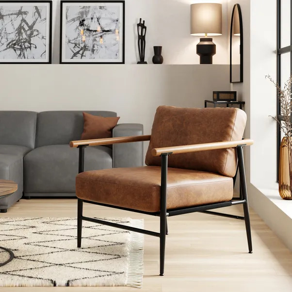 Arbour Faux Leather Industrial Accent Chair | Dunelm