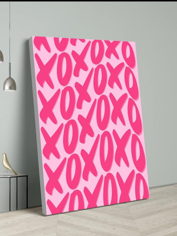 XoXo Canvas Art, Valentine’s Style, With Waterproof Coating And Solid Wood Frame, S... | SHEIN