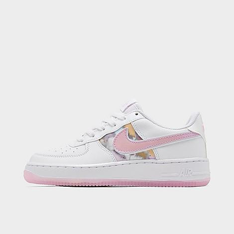 Girls' Big Kids' Air Force 1 LV8 Floral Casual Shoes in Pink/White Size 7.0 Leather by Nike | JD Sports (US)