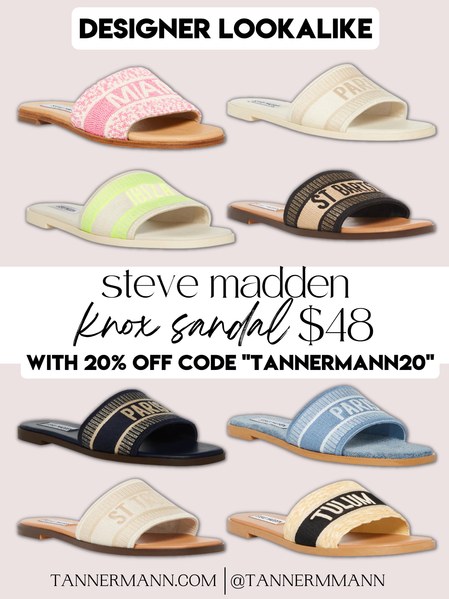 Steve Madden Designer Lookalike Knox Sandal 20% off with Code “TANNERMANN20” & code works sitewide #springsandals #resortwear 

#LTKSeasonal #LTKstyletip #LTKshoecrush