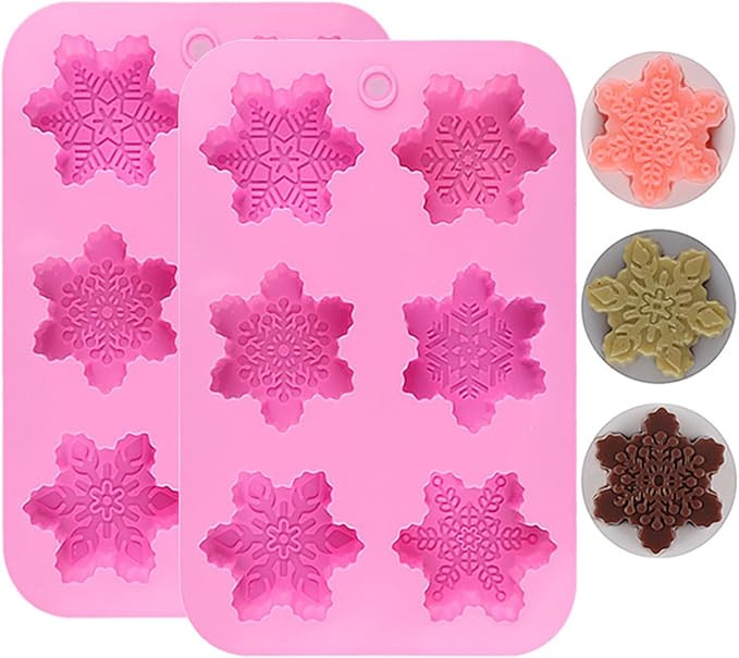 mdgfge Christmas Snowflakes Silicone Soaps Mold for Christmas Baking Cake Pans Cookie Tray Handma... | Amazon (US)