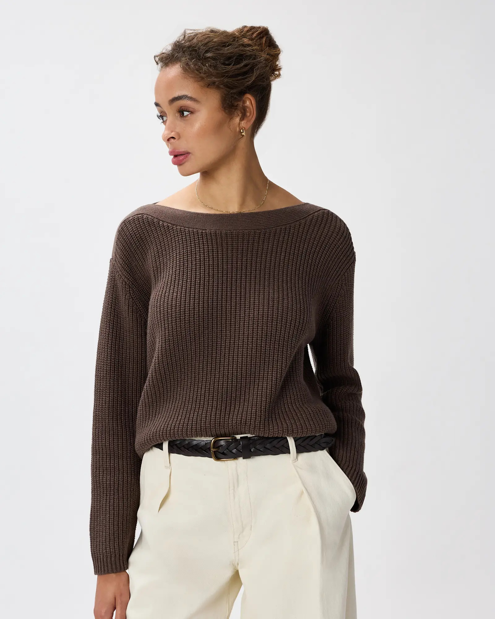 100% Organic Cotton Fisherman Boatneck Sweater | Quince