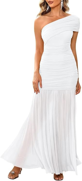 LAGSHIAN Womens Formal One Shoulder Sleeveless Evening Long Dress | Amazon (US)