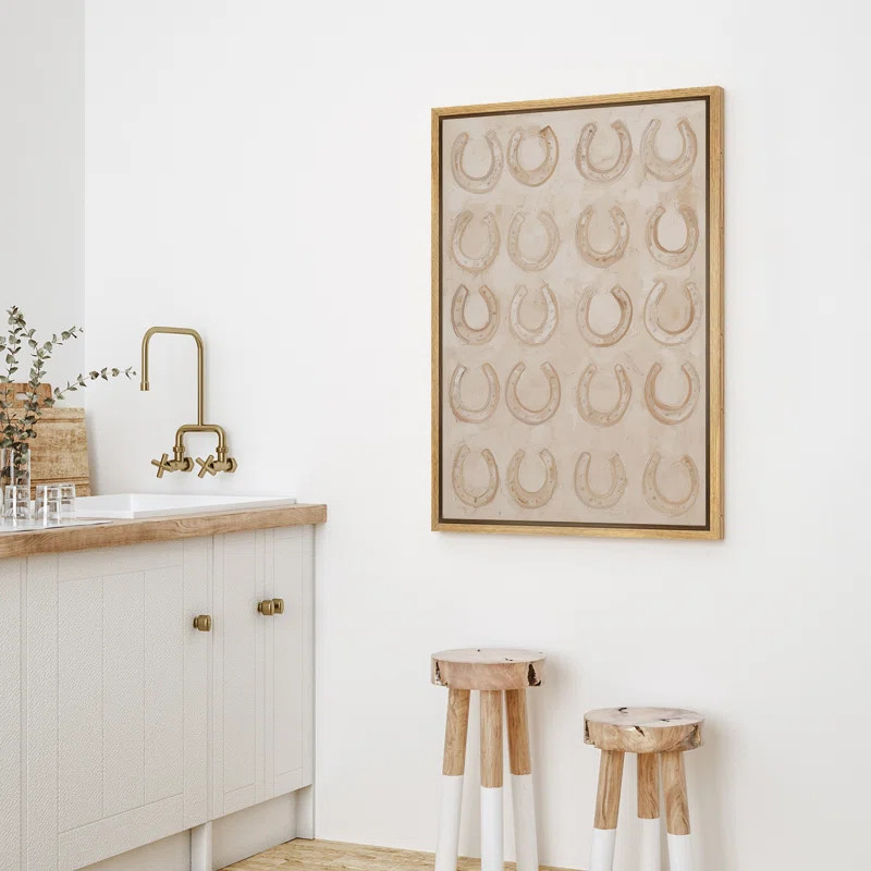Neutral Western Horseshoe Pattern Luck Symbol Framed Canvas Master Bedroom Wall Art Work Print | Wayfair North America