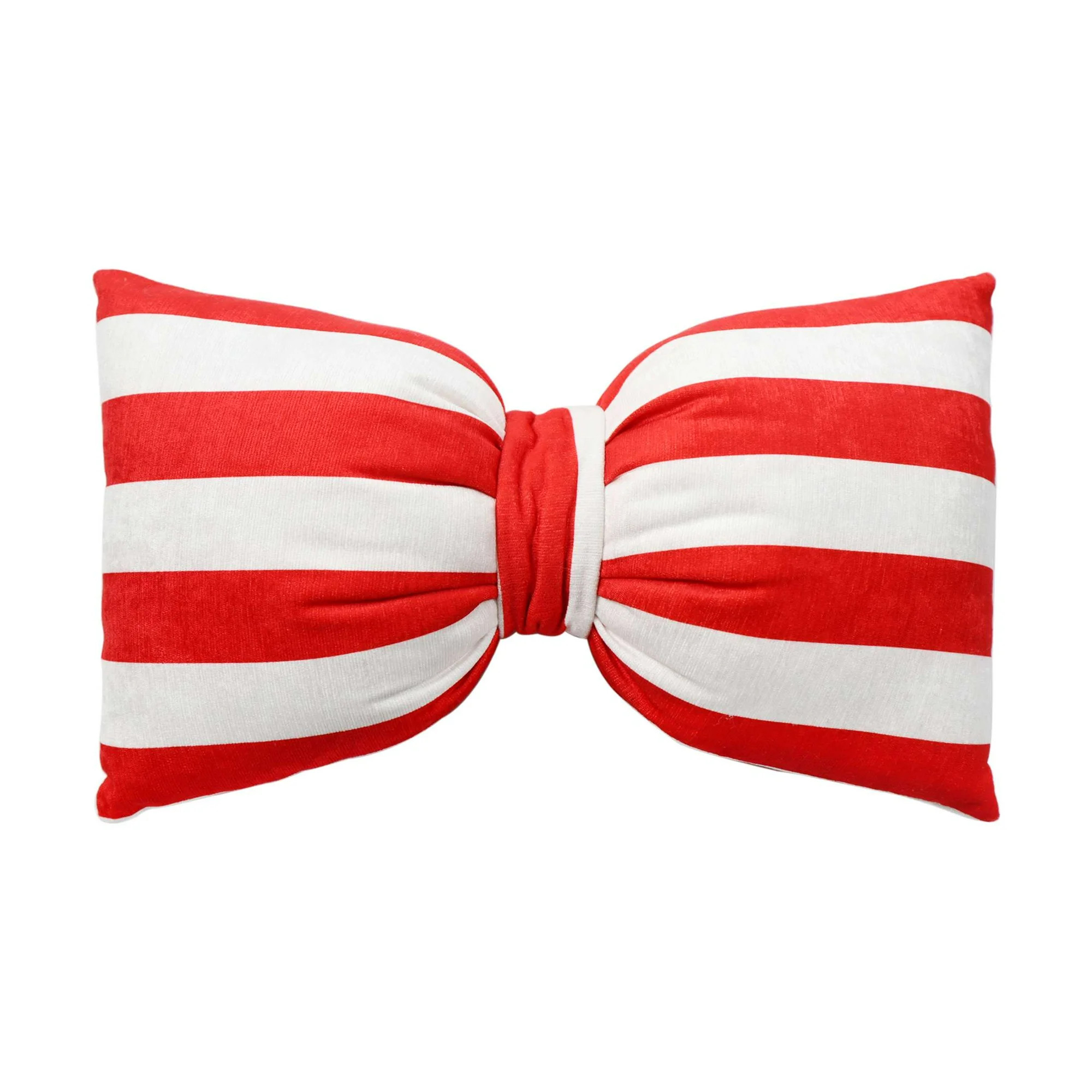 13" x 8.5" Stripe Bow Christmas Decorative Pillow, Red and White, by Holiday Time | Walmart (US)