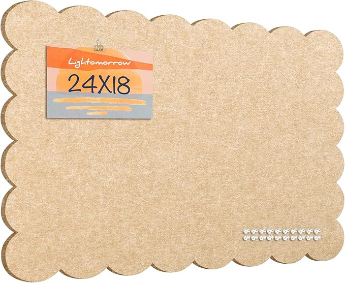 Scalloped Bulletin Board, 24 x 18 Inches Felt Pin Board - Decorative Cork Alternative for Wall, F... | Amazon (US)