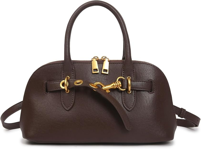 Genuine Leather Crossbody Bag for Women with Top Handle, Small Shoulder Tote Handbag, Designer Sa... | Amazon (US)