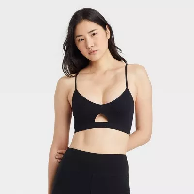 Women's Faux Leather Bralette - Colsie™ Black XS