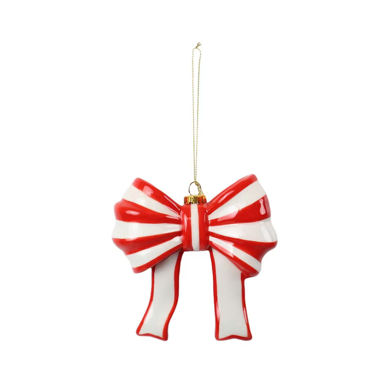 Red and White Stripe Bow Christmas Ornament, 4.5", by Holiday Time | Walmart (US)
