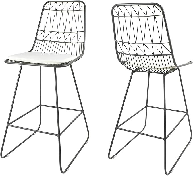 Christopher Knight Home Lilith Counter Stools, 26" Seats, Modern, Geometric, Gray Iron Frames wit... | Amazon (US)