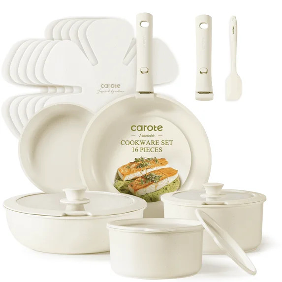 Carote Nonstick Cookware Sets, Granite Non Stick Pots and Pans Set with Removable Handle, 16 Pcs | Walmart (US)