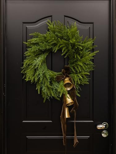 20 inch Artificial Norfolk Pine Wreath for Front Door - Green Pine Cypress Wreath for Indoor Outd... | Amazon (US)