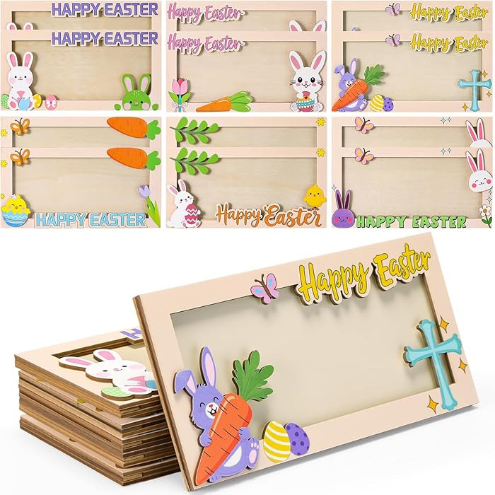 12 Pcs Easter Bunny Money Holders for Cash Gift Wood Easter Basket Stuffers Card Holder Money Cli... | Amazon (US)