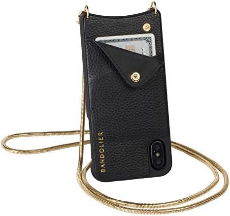 Bandolier Belinda Crossbody Phone Case and Wallet - Black Leather with Gold Detail - Compatible w... | Amazon (US)