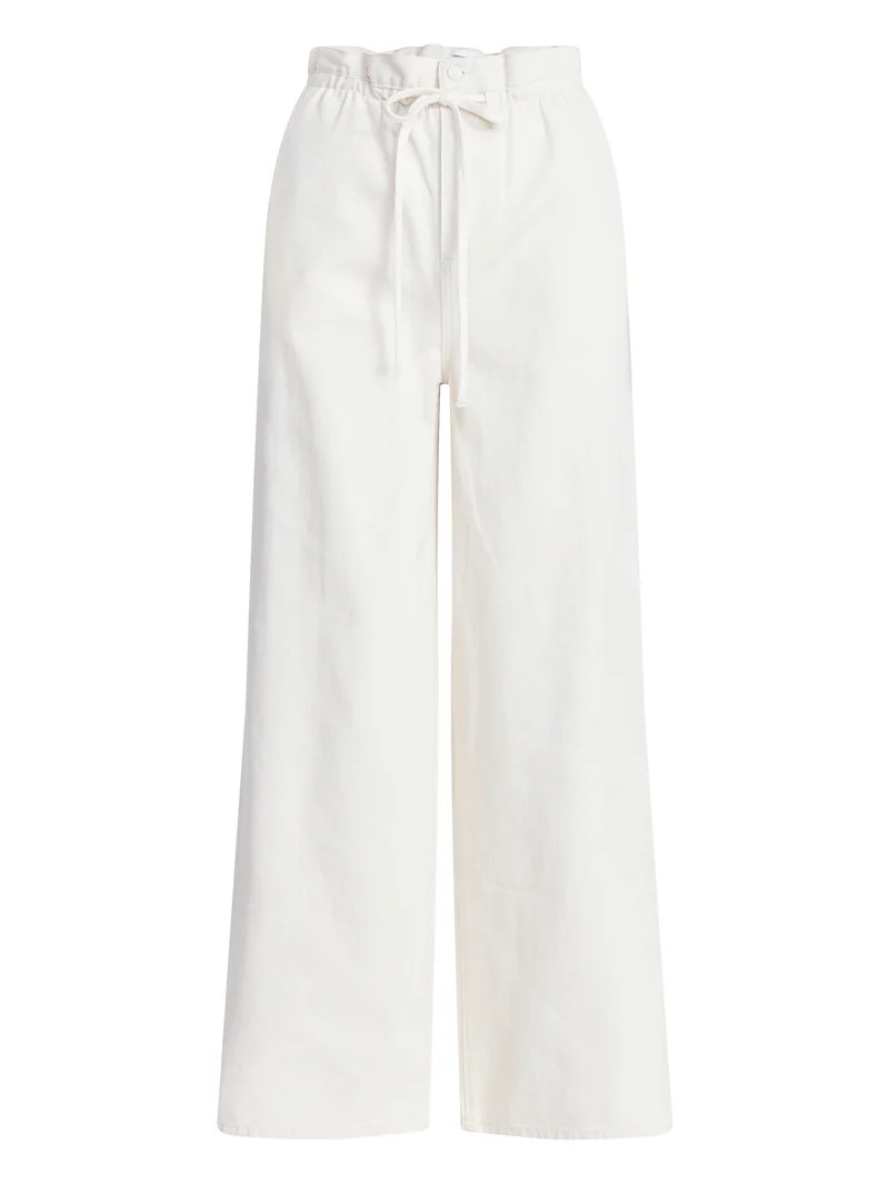 Scoop Women's Paperbag Waist Wide Leg Cotton Pants, Regular, Short and Long Inseams,  Sizes XS-XX... | Walmart (US)