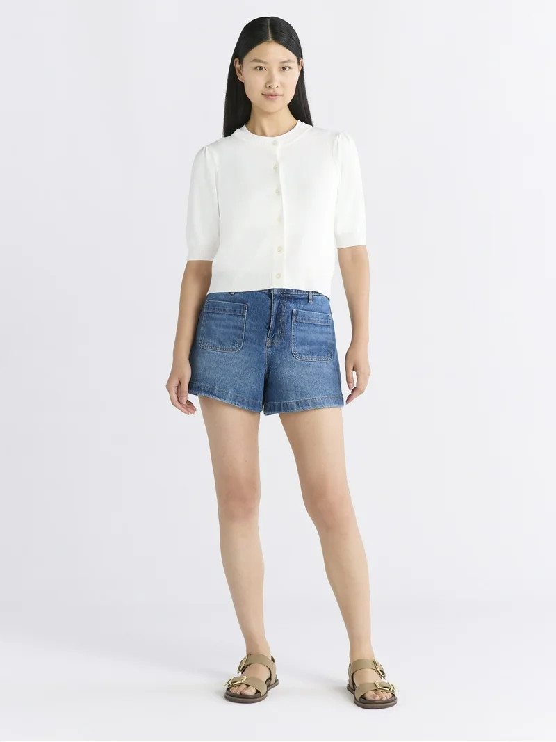 Free Assembly Women's Cardigan Sweater with Puff Sleeves, Lightweight, Size XS-XXL | Walmart (US)