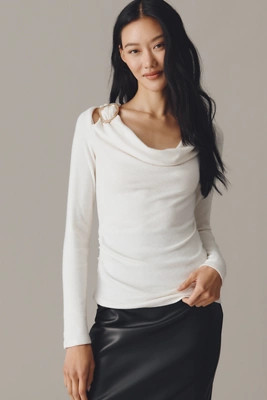 By Anthropologie Draped Cowl-Neck Long-Sleeve Top | Anthropologie (US)