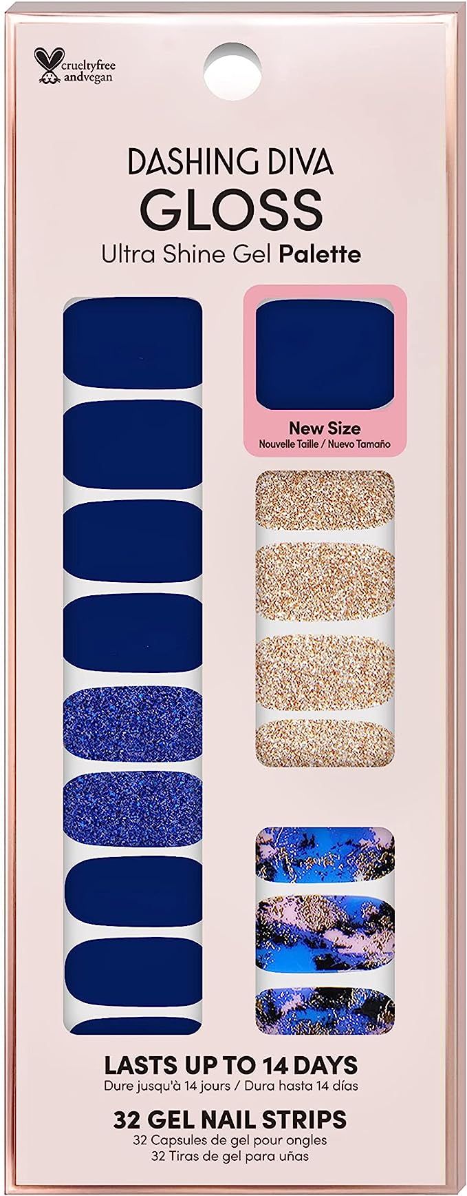 Dashing Diva Gloss Nail Strips - Blue Vixon | UV Free, Chip Resistant, Long Lasting Gel Nail Stic... | Amazon (US)
