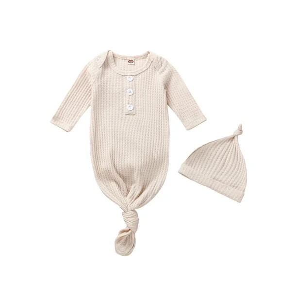 Canis Newborn Sleeping Bag + Hat Button Decoration Solid Color Simple Style Home Night Clothing I... | Walmart (US)