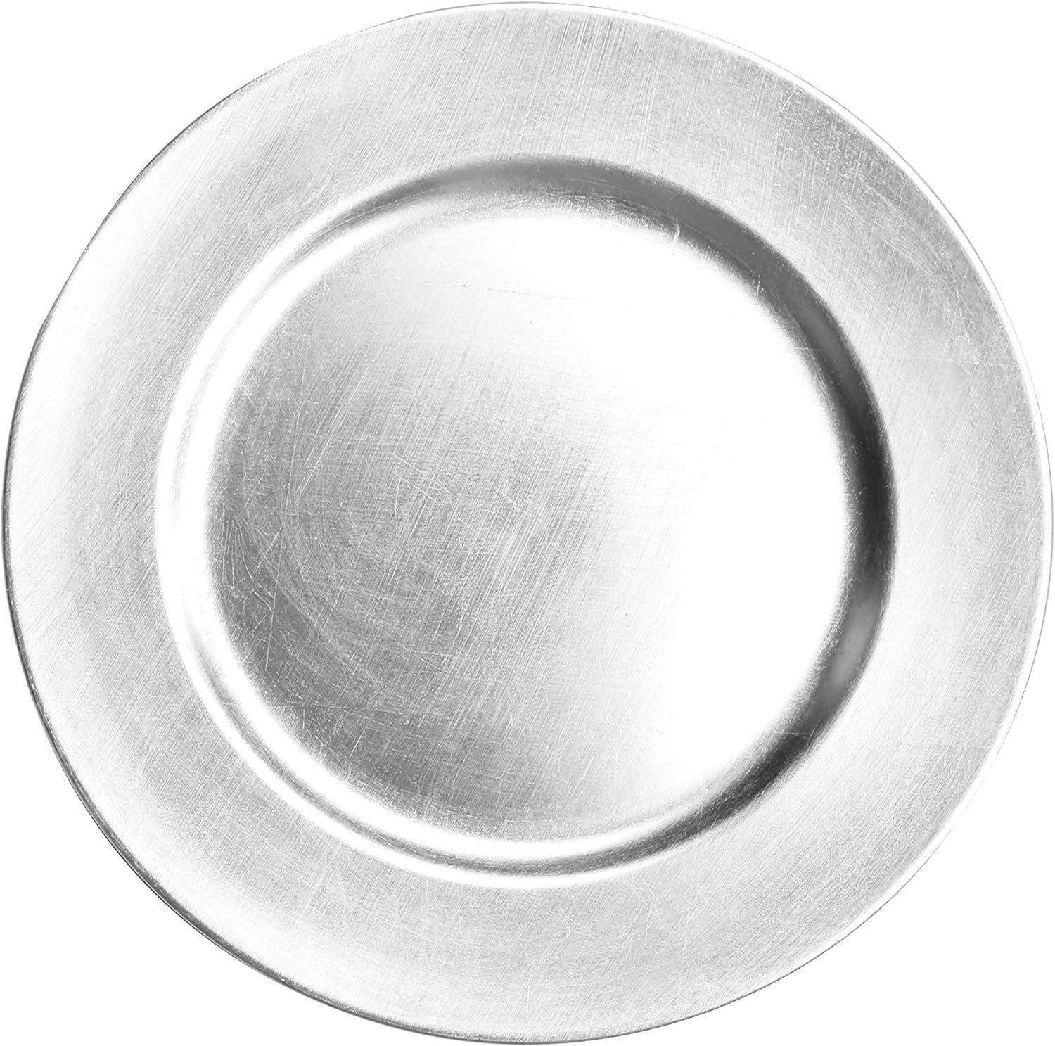USA Party Flower 13 Inch Elegant Hand Brushed Finish Plastic Charger Plate Set of 12 (Silver) | Amazon (US)