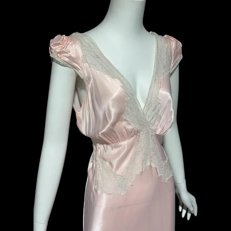 Vintage 1940s Nightgown Slip Dress, COUNTESS LAYNE Petal Pink Bias Cut Rayon Slip Dress, Full Len... | Etsy (US)