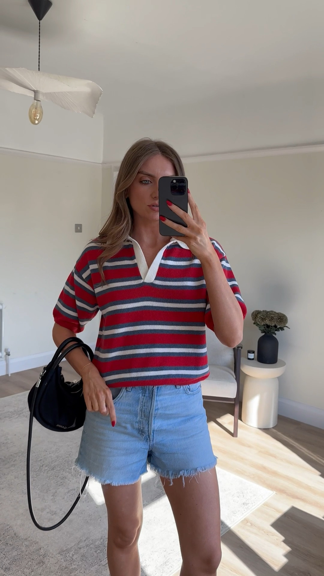 Outfit of the day 
Small in the asos striped knitted polo Older Levi’s shorts so have linked similar 
Navy adidas samba trainers
Ganni bag 


#LTKuk #LTKsummer