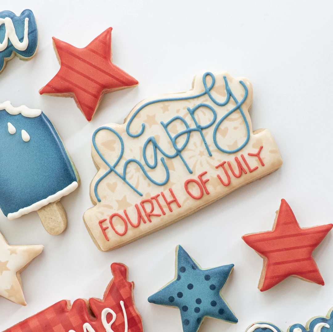 Fireworks with hearts Cookie Stencil. Fourth of July  Cookie Stencil. | Etsy (US)