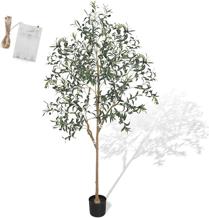 Pertivery 6FT Artificial Olive Tree Faux Olive Tree 6ft Faux Silk Tree Potted Large Faux Olive Br... | Amazon (US)