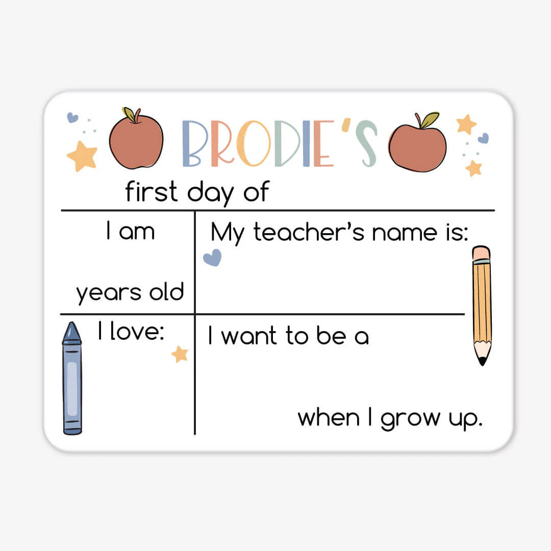 Kids Personalized Whiteboard | First Day Of - Apples | Caden Lane