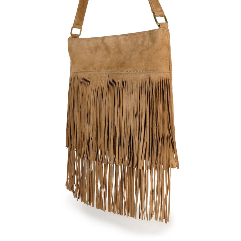 Fringe Suede Leather Shoulder Bag for Women With Adjustable Strap - Etsy | Etsy (US)