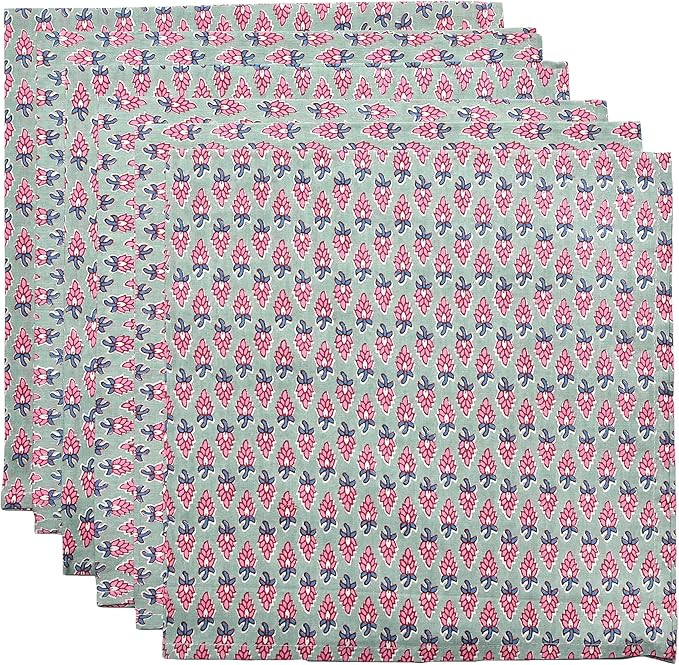 CPC Cloth Napkins 100% Cotton Set of 4 Reusable Napkins, Indian Block Print Toile Floral Dinner N... | Amazon (US)