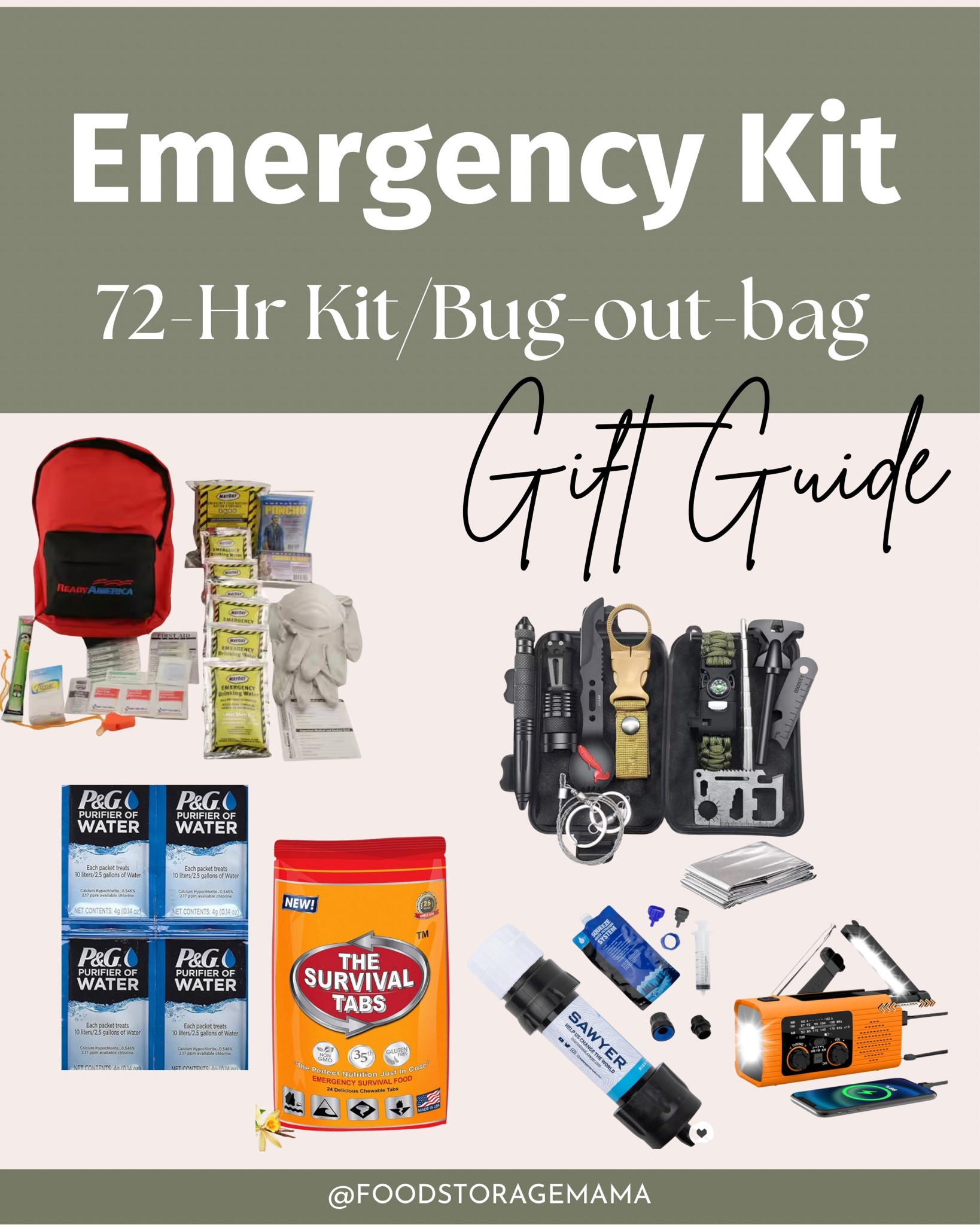 This holiday season, I challenge you to start buying emergency preparedness supplies for your loved ones and yourself! It doesn't have to be anything big, it could be just one item to get you or them started! 

Do you have a 72-Hour Kit? These are often also referred to as evacuation kits, bug-out bags, or go bags. 

I share how to create these kits for you and your families on Instagram @foodstoragemama 

I also have a FREE guide with printable checklists to help you get your kits put together! 

Being prepared to evacuate your home suddenly is a very important step in emergency preparedness, in my opinion, it is the first and most important step you should take with emergency preparedness. 

If you have three days of food, water, clothing, etc prepared for your family then you are ready for an emergency where you shelter in place or if you need to evacuate! 



#emergency #preparedness #foodstorage #camping #survival 
#foodstoragemama #modernfoodstoragemama

#LTKTravel #LTKGiftGuide #LTKHoliday