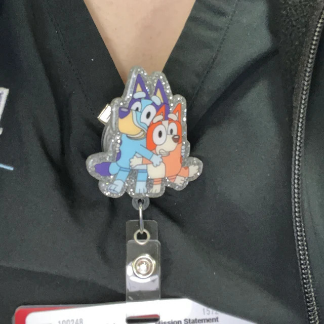 Blue Dog and Bingo Hugs Badge Reel, ID Badge Holder, Gift for Pediatrician,nurse Mom Day Gift - E... | Etsy (US)