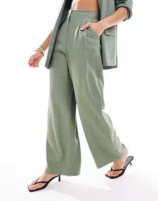 ASOS DESIGN Mix and Match Tailored Linen Set in Sage | ASOS | ASOS (Global)