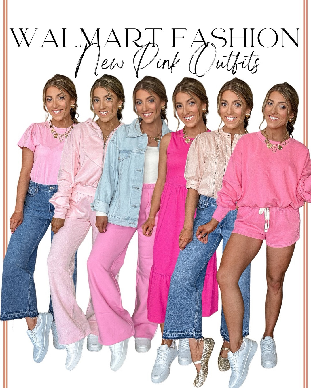 Pink season is officially here 💗 and Walmart understood the assignment with these new pink outfits that are cute, comfy, and totally affordable! From soft blush sets to bright pink dresses, these looks are perfect for bright winter looks, into spring outfits, everyday mom life, casual weekends, travel days, and cute errands style.

I styled multiple head-to-toe Walmart outfits so you can see just how easy it is to mix and match pink pieces — think pink sweat sets, casual dresses, denim jackets, joggers, tees, hoodies, and sneakers all in one place and all budget-friendly. These are the kind of pieces you’ll wear on repeat 💕

If you love affordable fashion, Walmart finds, and trendy pink outfits, this is for you! Everything is linked in LTK so you can shop each look easily ✨

Shop these new Walmart pink outfits now before sizes sell out — pink never stays in stock for long!

#WalmartFashion #WalmartFinds #AffordableFashion #PinkOutfits #SpringOutfits #CasualStyle #EverydayFashion #BudgetFriendlyStyle #WalmartStyle #PinkAesthetic #MomStyle #ComfyChic #WalmartNewArrivals #LTKFinds #ShopMyLook 